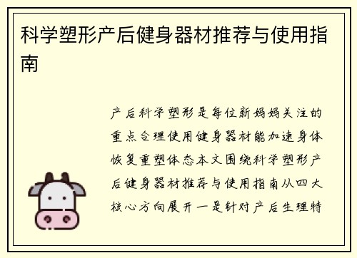 科学塑形产后健身器材推荐与使用指南